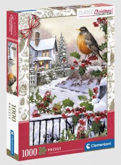 CLEMENTONI CASSE-TÊTE 1000 PIÈCES - LE ROUGE-GORGE ET BUISSONS DE HOUX (NOËL) #81501